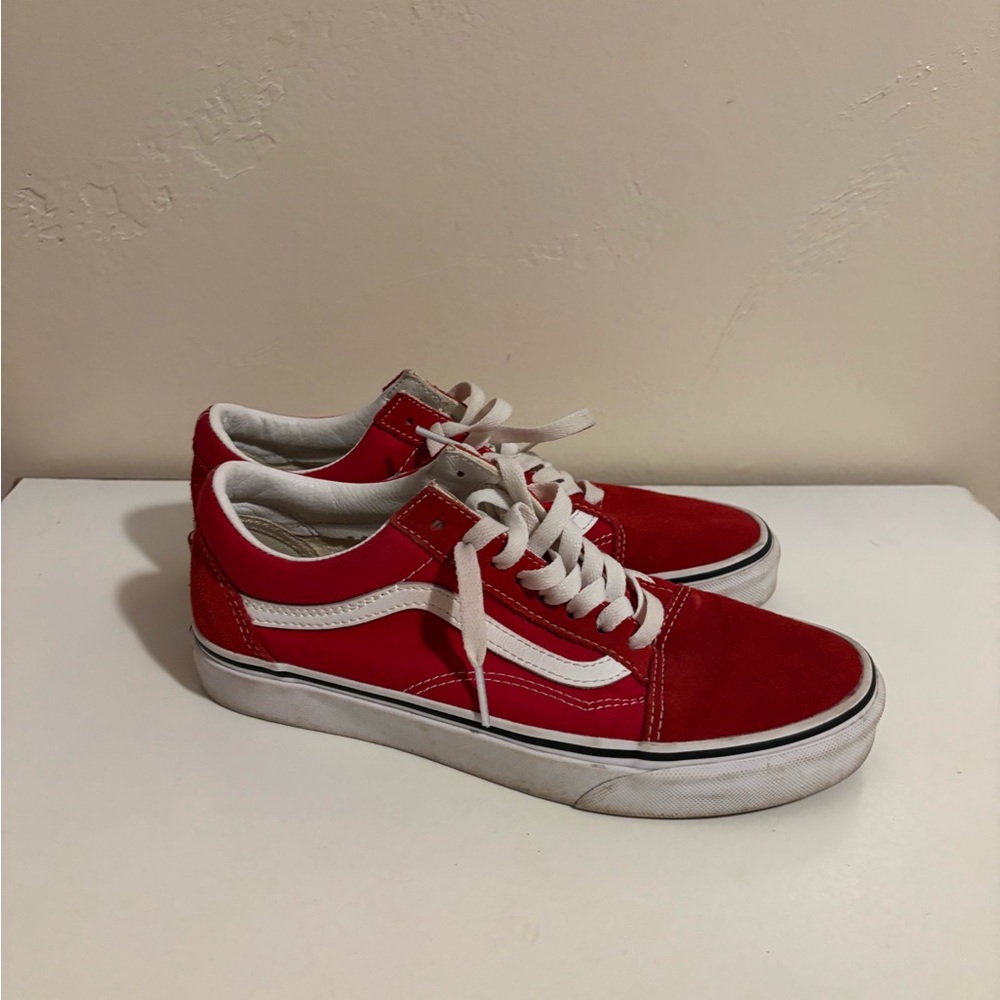 Vans Classic Red and White Low-Top Sneakers